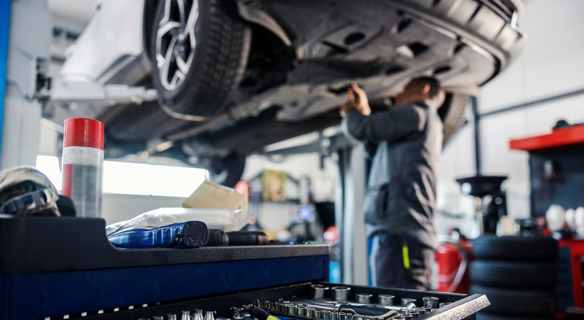 Mechanic repairing a car