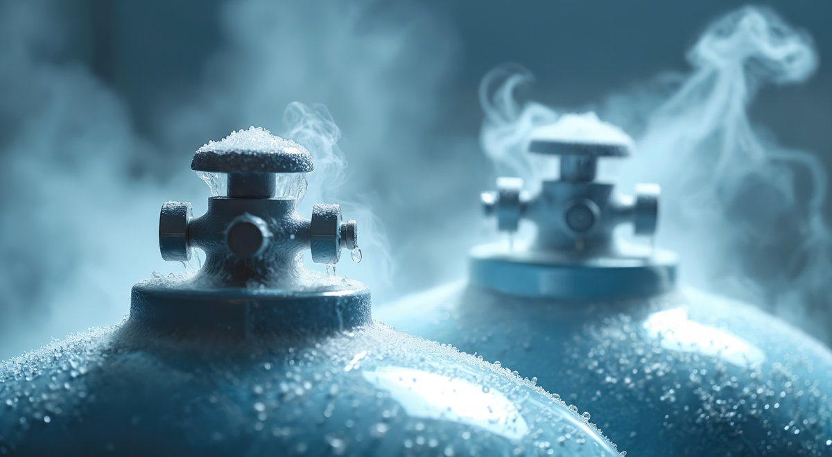 Tanks containing frozen gas