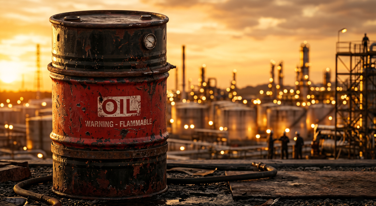 Rusty oil barrel