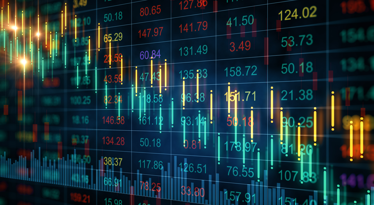 Stock chart with numbers going down